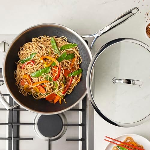 ZWILLING Peak 12-inch Stainless Steel Ceramic Nonstick Dual Performance Wok with Lid