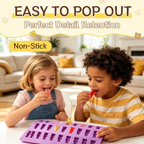 Gummy Molds Gummy Bear Mold - Mini Size Chocolate Candy Molds with 2 Droppers Nonstick Food Grade Silicone Molds Pack of 4