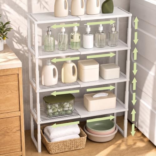 Cabinet Shelves, 4 Pack Stackable Shelves for Pantry Storage