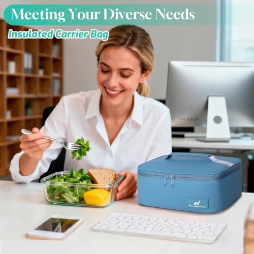 NOL Insulated Lunch Bag for Adults –Compact Cooler Lunch Box with Food-Grade Lining, Waterproof Lunch Bag for Work, Travel | Portable Thermal Meal Tote with Handle,Dusty blue