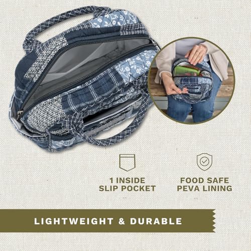 Bella Taylor Lunch Tote, Quilted Lunch Bag, Heritage Blue Patch