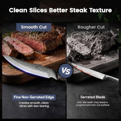SYOKAMI 2026 Upgrade Steak Knives Set of 6 with Acacia Wood Foldable Block