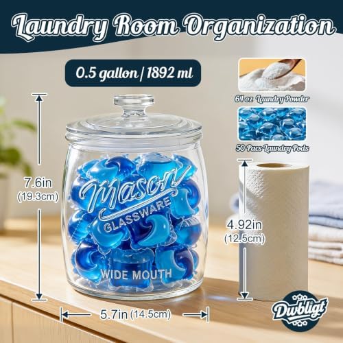 Cookie Jar with Airtight Lids, Half Gallon Glass Jar 1 Pack