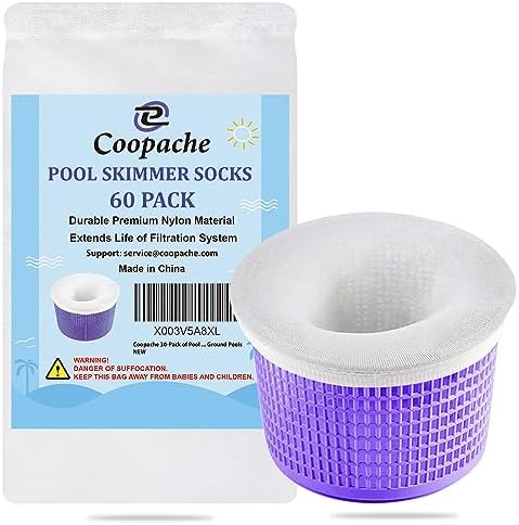 Coopache 60 Pack of Pool Skimmer Socks Filters Baskets, Trap Debris Leaves