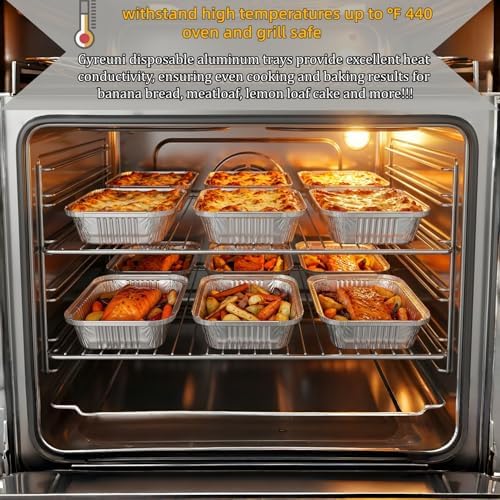 50 Pack Aluminum Loaf Pans with Lids Stickers and Spoon,6" X 4.7" X 2" Small Tin Foil loaf Pans Disposablb Foil Baking Tins Trays for Food Containers/Cakes/Bread