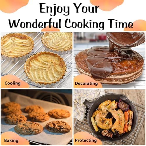 P&P CHEF 4 Pcs Baking Wire Rack for Cooling, 8.6 + 9.7+ 11.6 + 15.3 Inch