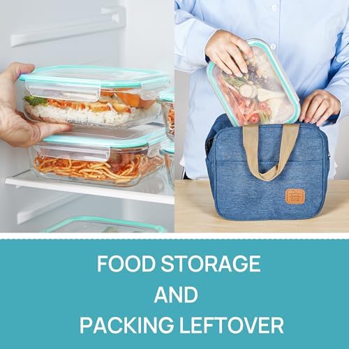 Vtopmart 5 Pack 35oz Glass Food Storage Containers with Lids, Green