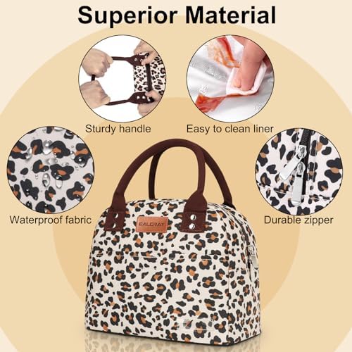 BALORAY Lunch Bag for Women Men Adult Lunch Box (Leopard Long Strap),M