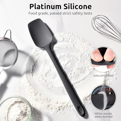 U-Taste 14" Long Silicone Spoonula, 600°F High Temp Spoon Spatula, Black