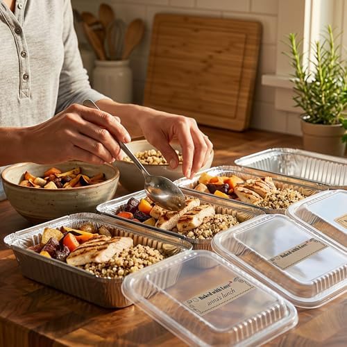 Gyreuni 50 Pack Mini Aluminum Loaf Pans with Lids Kit,6 X 4.7inch