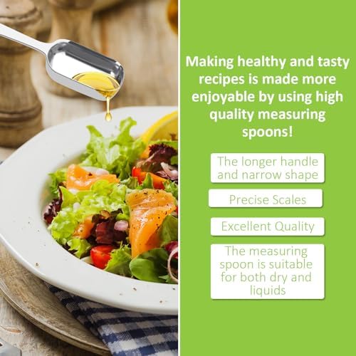 2 Pcs 1 Teaspoon(5 mL | 1 Tsp | 1/3 Tbsp | 5 cc | 1/6 oz) Stainless Steel Single Measuring Spoon, Long Handle Metal Measuring Spoon, Kitchen Gadgets for Cooking & Baking