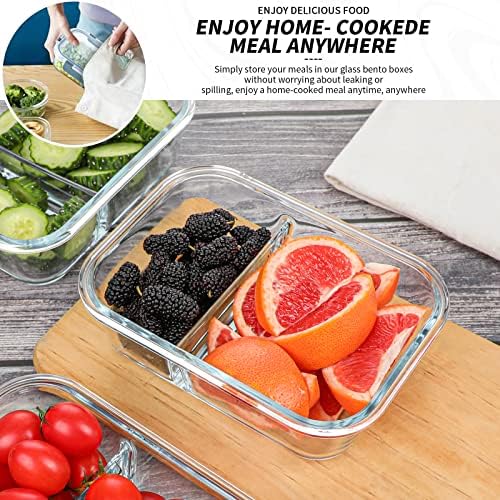 KOMUEE 10 Packs 30oz Glass Meal Prep Containers 2 Compartments