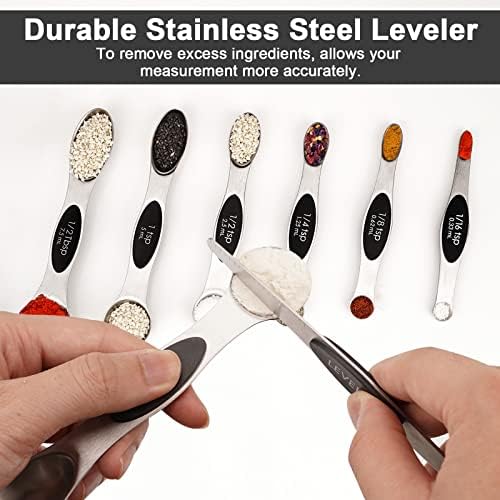 Aovchei 8 PCS Black Magnetic Measuring Spoons Set