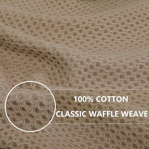 Homaxy 100% Cotton Waffle Weave Kitchen Dish Towels 24-Pack, Tan