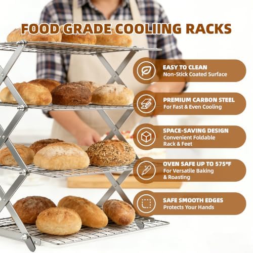 5 Tier Collapsible Cooling Rack Sourdough Cooling Rack 17"x10"