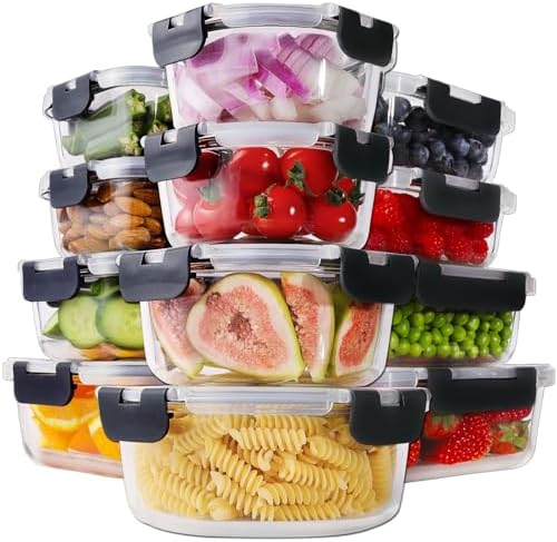 24pc Glass Food Storage Containers with Lids，Glass Meal Prep Containers
