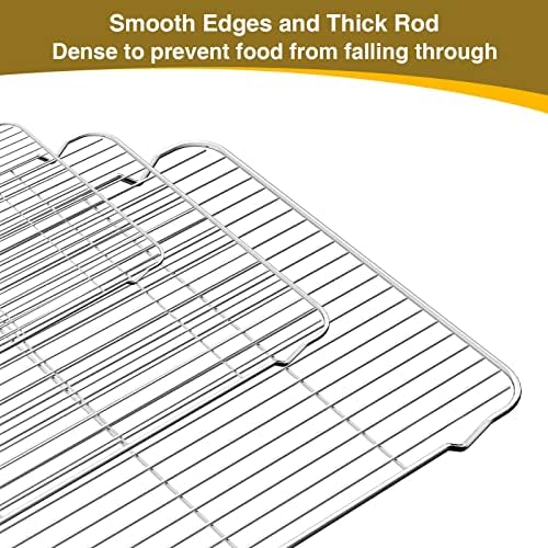 Wildone Baking Sheet with Rack Set (3 Pans + 3 Racks), Stainless Steel Baking Pan Cookie Sheet with Cooling Rack, Non Toxic & Heavy Duty & Easy Clean (Pack of 2)