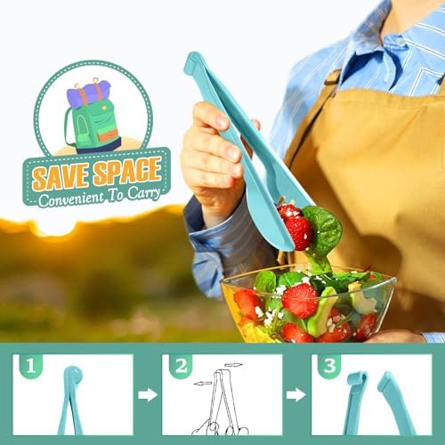Reusable Plastic Serving Utensils Set of 12, Wheat straw Large Serving set 10" Serving Spoons/10" Slotted Spoons/9.4" Tongs, for Party Buffet Catering (Ocean, Not for Cooking)