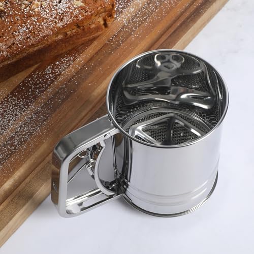 Oster Helmsdale 2 Cup Stainless Steel Flour Sifter for Baking for Crank Sifter