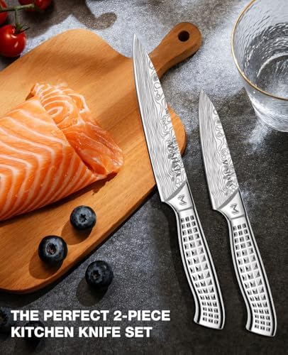 MOSFiATA 2pcs knife set，Stainless Steel Handle, Knives Set for Kitchen, Chef Knife Set Come with Gift Box