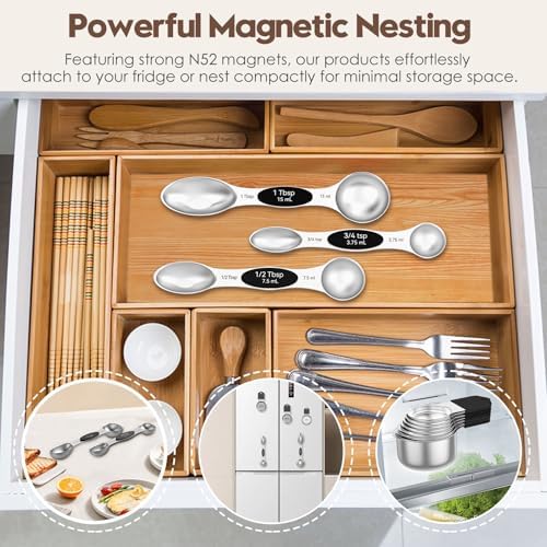 Magnetic Measuring Cups and Spoons Set – 304 Stainless Steel