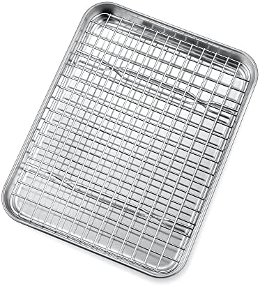 P&P CHEF 10.4 Inch Toaster Oven Pan Tray with Wire Rack, 2 PCS