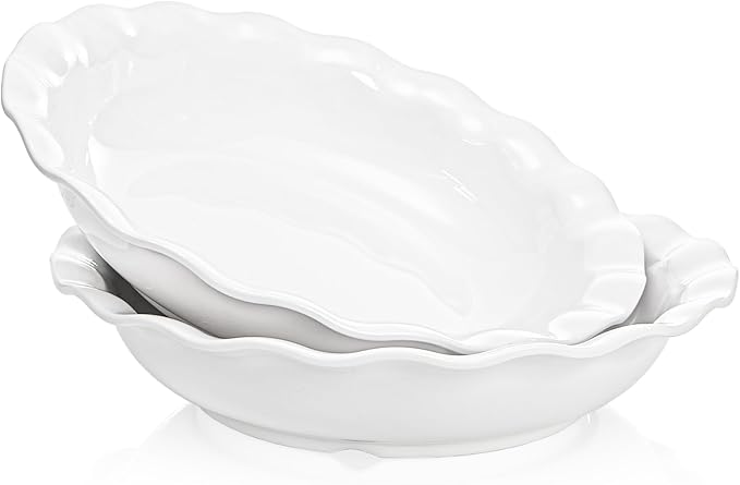 Fasmov 2 Pack Melamine Serving Bowls, 12inch Larger Salad Bowls, Lightweight and Unbreakable Mixing Bowl for Prepping and Serving Food, Dishwasher Safe, BPA Free, White