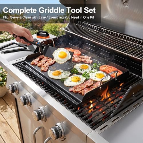 25 x 16 Inch Cast Iron Griddle for Gas Grill with Tool Kit