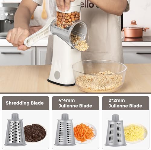 X Home 5‑in‑1 Rotary Cheese Grater for Kitchen, White