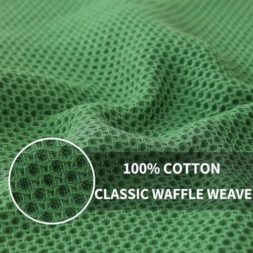 Homaxy 100% Cotton Waffle Weave Kitchen Dish Towels 12-Pack, Grass Green