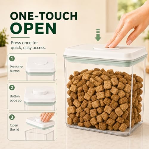 Pet Dog-Cat POP-Treat Airtight jar-Container - 1.3 Qt/1.2 L | Stackable One-Touch Opening | Airtight Dog and Cat Food Storage Container | BPA-Free