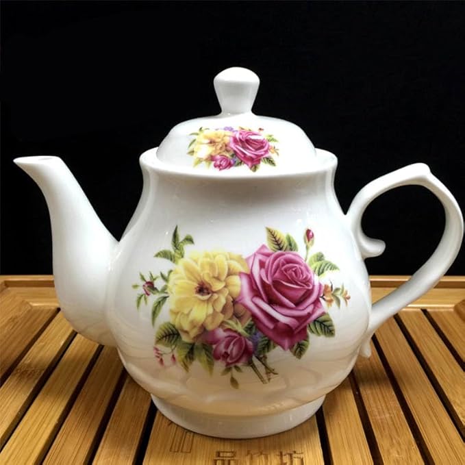 123Arts Teapot, Flower Teapot, Ceramic Tea Pot, Tea Pot for Home Office, 26oz,800ml
