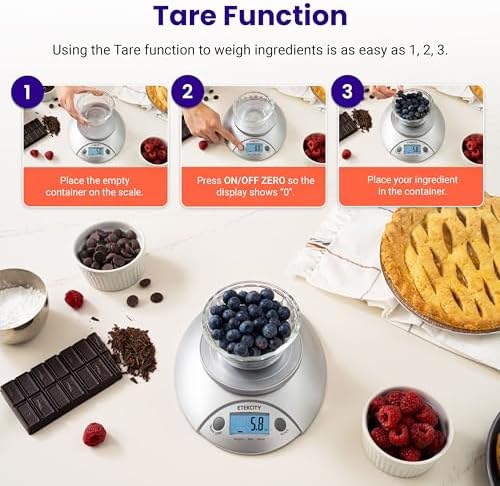 Etekcity Food Kitchen Scale with Bowl, 11lb/5kg, Grams and Ounces