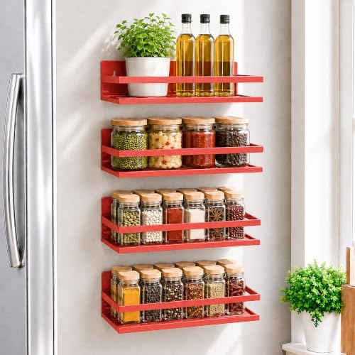 SMRCAD Magnetic Spice Rack 4-Pack – Heavy-Duty, Rust-Resistant