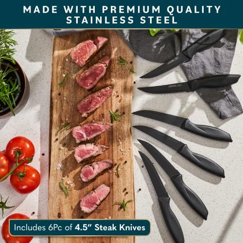 Home Hero Kitchen Knife Set - High Carbon Stainless Steel Blades & Built-In Sharpener - Ergonomic Handles & Cutlery Block Storage - Precision Cooking Prep with Chef Knife - 20 Pc, Black