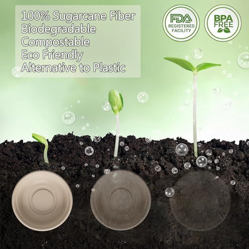 Homestockplus 16 Oz Disposable Bowls Heavy Duty Small Paper Bowls made of 100% Compostable Heavy-duty Quality Natural Bagasse Biodegradable Bowls for Ice Cream, Dessert And Chili ect.[50 Pack]