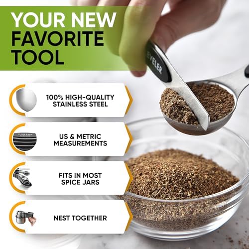 Spring Chef Magnetic Measuring Cups & Spoons Set of 15 with Levelers, Black