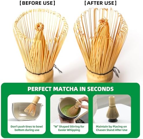 TEANAGOO Matcha Whisk Set,6-PCS Traditional Starter Set,100 Prongs Whisk with Purple Cherry Blossom Holder,Scoop(Chashaku),Bamboo Chasen,Tea Spoon,Ceremony Accessory