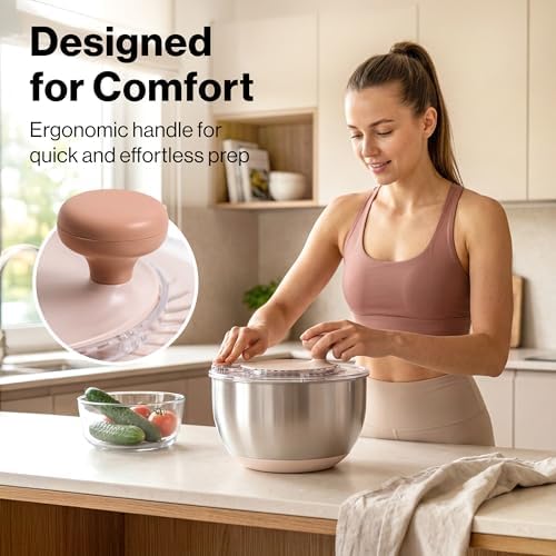 EDELHAUS Salad Spinner Stainless Steel - Lettuce Fruit Vegetable Washer