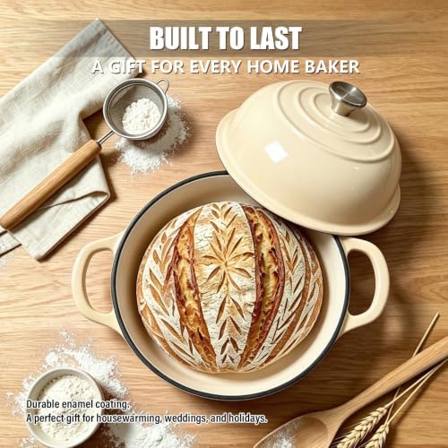 Cast Iron Bread Dutch Oven 6QT Pink Enameled with Lid