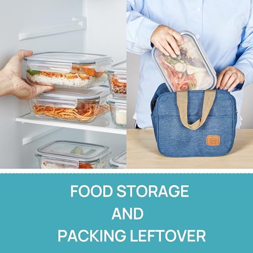 Vtopmart 10 Pack 35oz Glass Food Storage Containers with Lids, Meal Prep Containers, Airtight Reusable Lunch Container Set, Safe for Oven, Microwave, Freezer, and Dishwasher, Grey