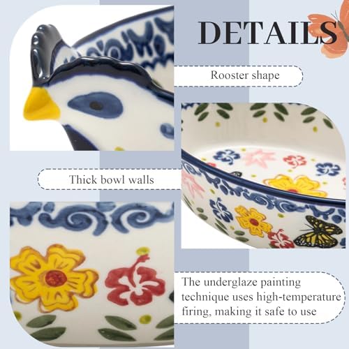 Uiifan 2 Pack 27 oz Ceramic Casserole Dish Butterfly Flower
