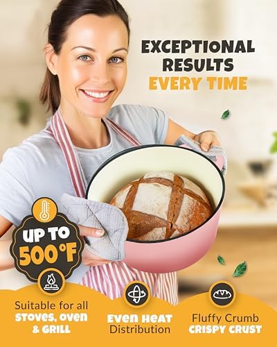 CRUSTLOVE 5 QT Cast Iron Bread Oven with Lid for Sourdough Bread Baking Set