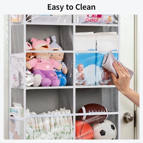JARLINK Over the Door Organizer, Extra Large Storage for Bedroom, Grey