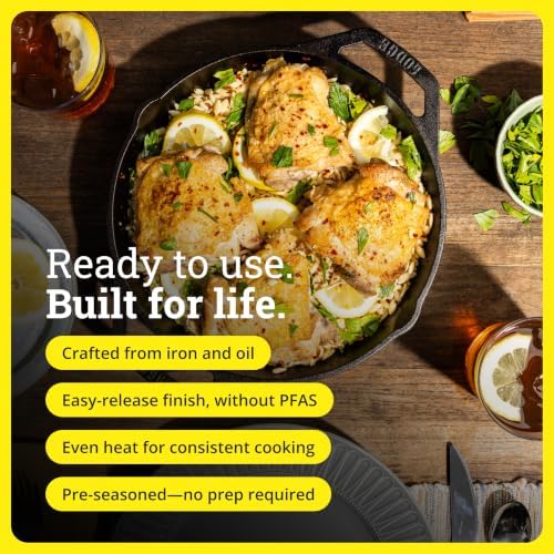 Lodge Pre-Seasoned Cast Iron Dual Handle Pan, PFAS-Free, 12 Inches
