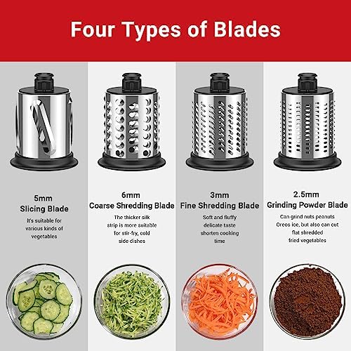 GVODE Cheese Grater Attachment for KitchenAid Mixer, 4-Blade Shredder