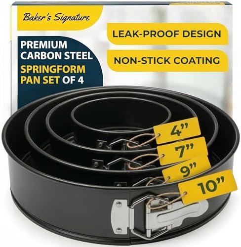 Springform Pan Set of 4, Nonstick Cheesecake Pans 4/7/9/10" Carbon Steel