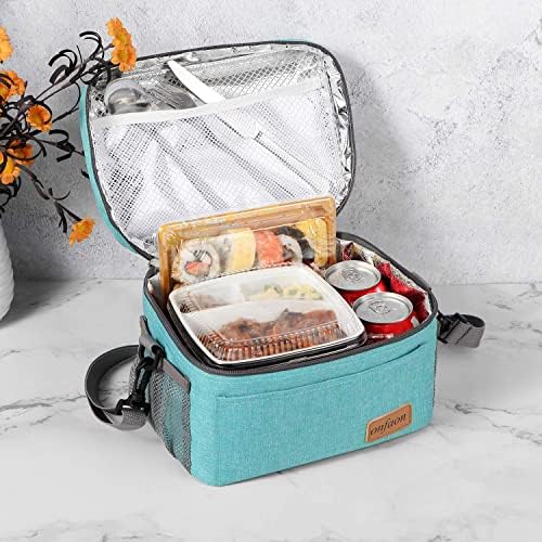 Lunch Bag for Men/Women, Insulated Reusable Lunch Box Leakproof Cooler Tote Bag Freezable with Adjustable Shoulder Strap for Office Work Picnic Beach(Cyan)