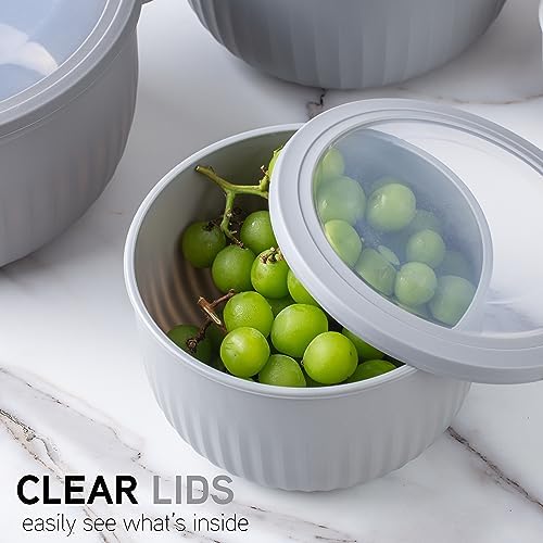 COOK WITH COLOR Prep Bowls with Lids- Wide and Deep Nesting Plastic Small Mixing Bowl Set with Lids, 12 Piece Set - Deep Bowls, Gray