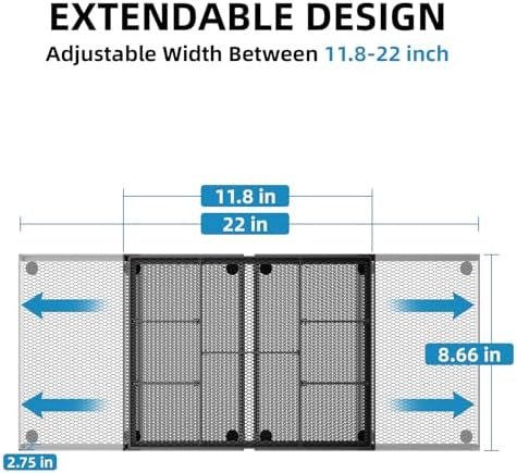 Marbrasse Expandable Desk Drawer Organizer, Mesh Drawer Organizer Tray with 10 Adjustable Compartments, Desk Organizers and Accessories for Office Supplies (Longer Expandable Drawer Organizer-B)